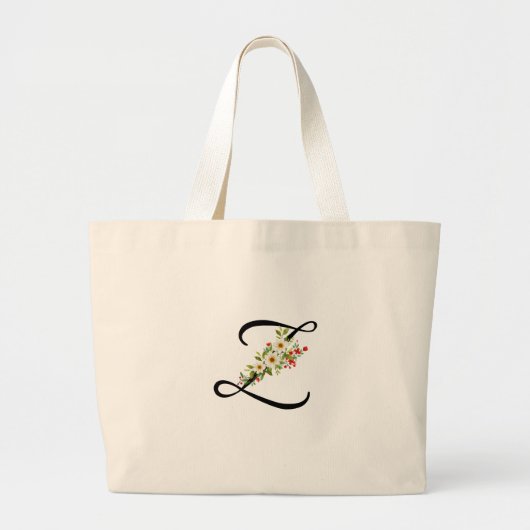 Klassiek monogram Z rood witte bloem moeder cadeau Grote Tote Bag (Voorkant)