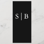 Klassiek Monogram Zwart en Wit Bruiloft Menu (Achterkant)