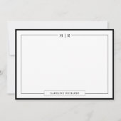 Klassiek Monogram Zwart Rand Stationery Notitiekaartje (Voorkant)