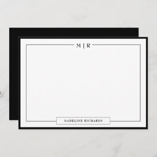 Klassiek Monogram Zwart Rand Stationery Notitiekaartje