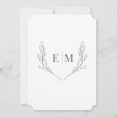 Klassiek Monogram Zwart Wit Bloem Bruiloft Kaart (Achterkant)