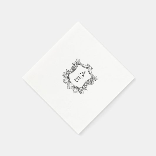 Klassiek Monogram Zwart-wit bruiloft servetten (Hoek)