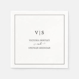 Klassiek Monogram Zwart-wit Elegante bruiloft Servet