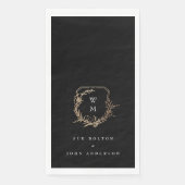Klassiek monogram Zwart Wit Goud Motief Kam Servet (Voorkant)