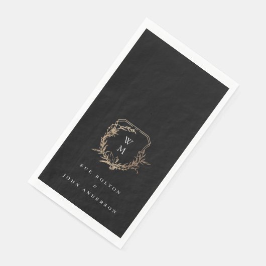 Klassiek monogram Zwart Wit Goud Motief Kam Servet (Hoek)