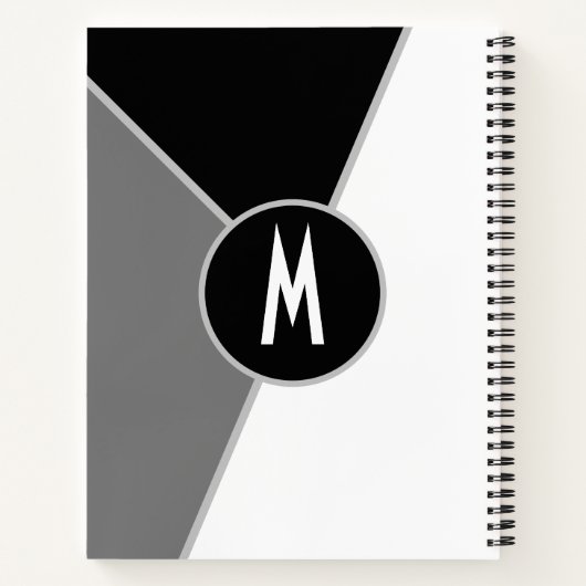 klassiek Monogram Zwart-wit Kleurenblok Notitieboek (Achterkant)