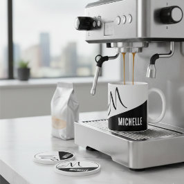 Klassiek Monogram Zwart-wit kleurenblok Tweekleurige Koffiemok