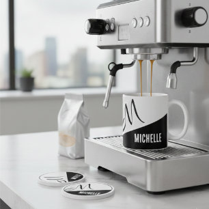 Klassiek Monogram Zwart-wit kleurenblok Tweekleurige Koffiemok