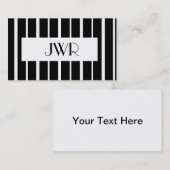 Klassiek monogram ~ zwart-wit krijtstreep visitekaartje (Voorkant / Achterkant)