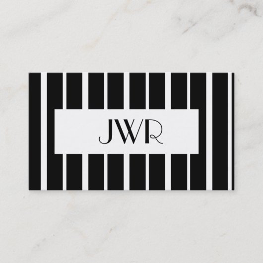 Klassiek monogram ~ zwart-wit krijtstreep visitekaartje (Voorkant)