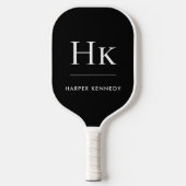 Klassiek monogram zwart wit pickleball paddle (Voorkant)