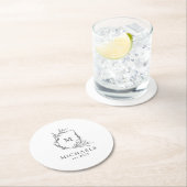 Klassiek Monogram Zwart-wit Rond Document Kolen Ronde Kartonnen Onderzetter (Insitu)