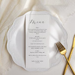 Klassiek Monogram Zwart-wit Script bruiloft Menu<br><div class="desc">Klassiek minimalistisch monogram traditionele typografie bruiloft menu in zwart-wit</div>