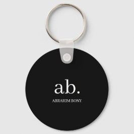 Klassiek Monogram Zwarte & Witte Minimaal Design Sleutelhanger