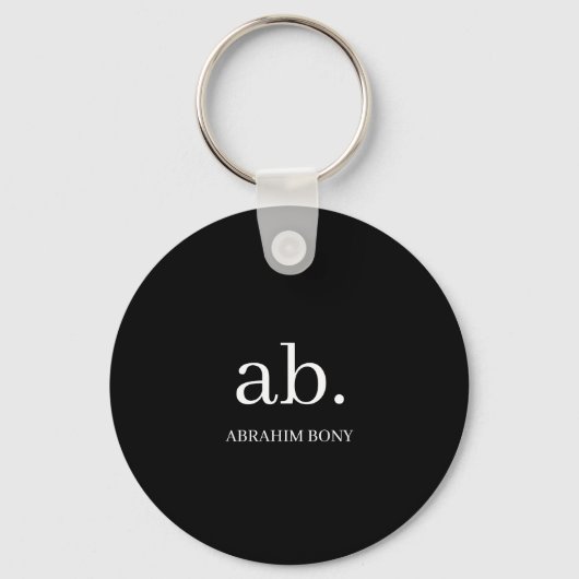 Klassiek Monogram Zwarte & Witte Minimaal Design Sleutelhanger (Voorkant)