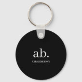Klassiek Monogram Zwarte & Witte Minimaal Design Sleutelhanger (Achterkant)