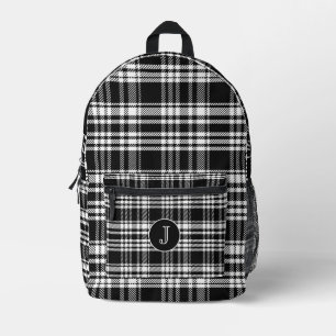 Klassiek Monogrammed Zwart-wit Plaid Bedrukte Rugzak