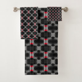 Klassiek & Mooi Grijs Rood Zwart Abstract Modern M Bad Handdoek