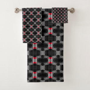 Klassiek & Mooi Grijs Rood Zwart Abstract Modern M Bad Handdoek