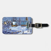 Klassiek, mooi kerstcadeautje afbeelding bagagelabel (Voorkant horizontaal)