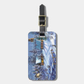 Klassiek, mooi kerstcadeautje afbeelding bagagelabel (Voorkant verticaal)