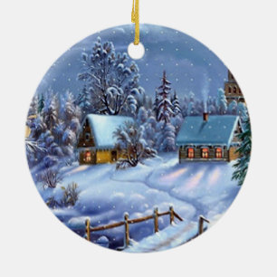 Klassiek, mooi kerstcadeautje afbeelding keramisch ornament