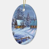 Klassiek, mooi kerstcadeautje afbeelding keramisch ornament (Links)