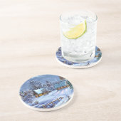 Klassiek, mooi kerstcadeautje afbeelding zandsteen onderzetter (Zijkant)