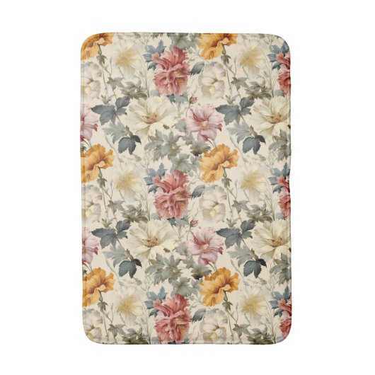 Klassiek mooi Noors waterverf retro floral Badmat (Voorkant Verticaal)