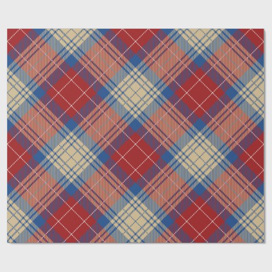 Klassiek mooi tartan patroon blauw-blauw-modern cadeaupapier (Vlak)