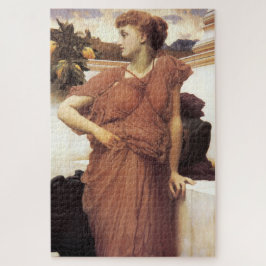 Klassiek mooie vrouw bij de fontein legpuzzel