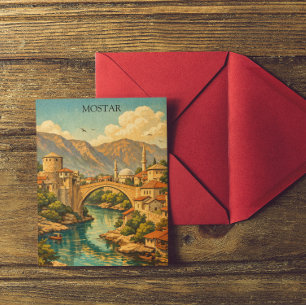Klassiek Mostar, Bosnië Stari Most Brug Landmark Briefkaart