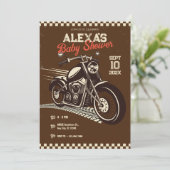 Klassiek  motorfiets baby shower kaart (Staand voorkant)