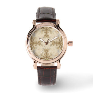 Klassiek, Mozaïek Beigi Goud, Dameshorloge Horloge