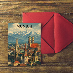 Klassiek München Duitsland Skyline View Reis Briefkaart