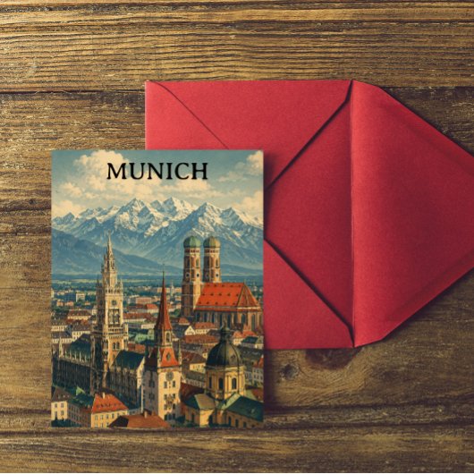 Klassiek München Duitsland Skyline View Reis Briefkaart