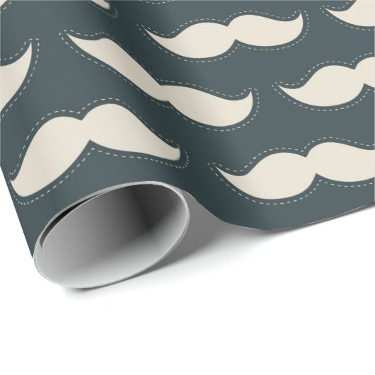 Klassiek Mustache Pattern op Black Cadeaupapier (Rol Hoek)