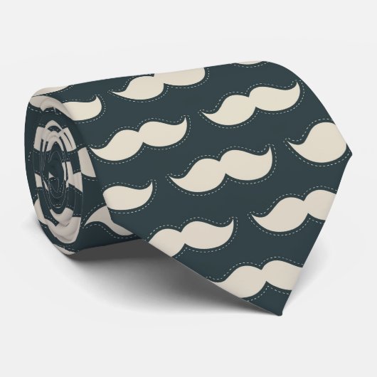 Klassiek Mustache Pattern op Black Stropdas (Opgerold)