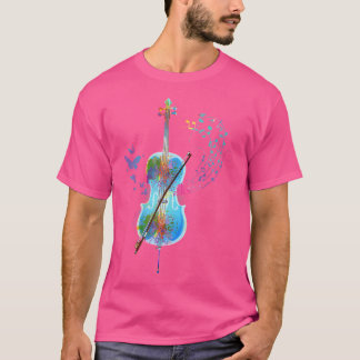 Klassiek muziekinstrument Kleurrijke cello T-shirt