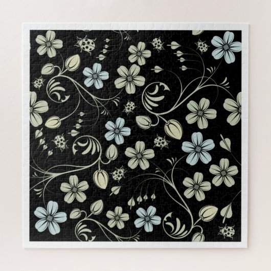 Klassiek naadloos blokpatroon, zwarte achtergrond legpuzzel (Horizontaal)