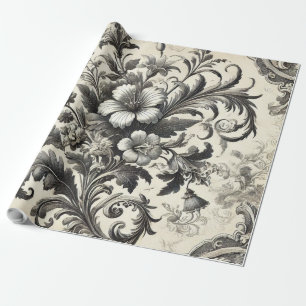 Klassiek Naadloos Botanisch Bloempatroon Cadeaupapier