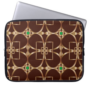Klassiek naadloos geometrisch patroon op een bruin laptop sleeve