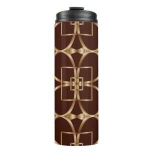 Klassiek naadloos geometrisch patroon op een bruin thermosbeker