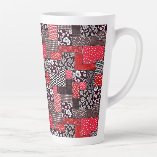 Klassiek Naadloos Patchwork Patroon Latte Mok (Rechts)