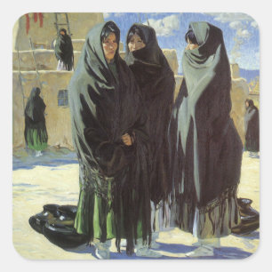 Klassiek Native American, Taos Girls door Walter U Vierkante Sticker