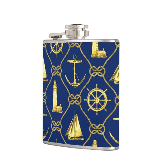 Klassiek Nautical Gold Blue Heupfles (Links)