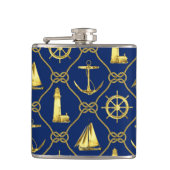 Klassiek Nautical Gold Blue Heupfles (Voorkant)