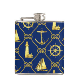 Klassiek Nautical Gold Blue Heupfles
