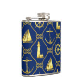 Klassiek Nautical Gold Blue Heupfles (Rechts)