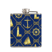 Klassiek Nautical Gold Blue Heupfles (Achterkant)